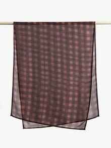 1 chiếc khăn trùm đầu Hijab thời trang nữ đa năng màu đỏ nâu kẻ caro kiểu Bohemian, phù hợp cho mọi mùa, mềm mại và thân thiện với da, khăn trùm đầu Hồi giáo, hàng mới năm 2026. - kẻ sọc màu nâu đỏ - Xem 9