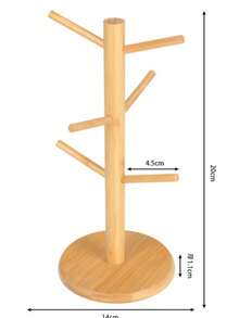 1pc High-Quality Bamboo Cup Holder - Space-Saving Kitchen Organizer Rack For Coffee Mugs, Pens, Elegant Cups, Perfect Home Decor Choice - Multicolor - View 6