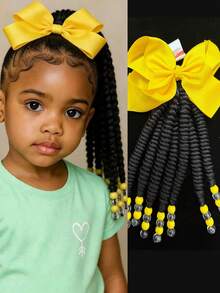 1 Pc 8 Inch With Colorful Beads, Loose Curly Style, Heat-Resistant Synthetic Fiber, Wig End For Daily & Party Wear - Natural Black - View 10