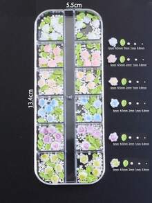 Bộ phụ kiện trang trí móng tay 3D bằng nhựa, gồm hoa hồng, lá xanh, đá pha lê, ngọc trai và hạt kim loại, theo phong cách Nhật Bản - Hàn Quốc tối giản, đa năng và dễ thương. Thích hợp cho việc tự làm móng nghệ thuật, trang trí móng tay mùa hè và trang trí ốp điện thoại. - Nhiều màu - Xem 4