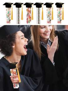 12pcs/6pcs/1 pieza-Regalo de Graduación para Ella/Él Tarro de Caramelos Paquete de Fiesta|Incluye Mini Gorro de Graduación y Contenedor de Caramelos, Adecuado para Invitados de Fiesta de Graduación de Adultos, Celebración de Graduación 2026, Adecuado para Suministros de Invitados de Fiesta de Graduación de Adultos DIY Fiesta de Graduación 2026, Caja de Caramelos de Fiesta de Graduación 2026 Tarro de Gorro de Graduación de Plástico Contenedor DIY Favores de Mesa de Fiesta de Graduación - multicolor - Ver 3