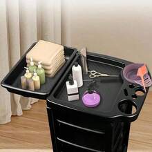 Tool-Free Assembly Salon Trolley - Heavy-Duty 5-Drawer Rolling Storage Cart With Locking Drawers, Black Beauty Salon Organizer For Hairdressers, Salon, Spa - No Assembly Needed, Space-Saving Workstation Cart, Construction, Professional Stylists - 黑色 - 查看 6