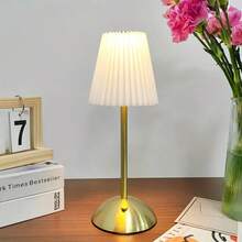 1pc Pleated Lamp Touch LED Portable USB Rechargeable, 3 Color Adjustable, Suitable For Home Bedroom Living Room Dining Decor Lighting - Warm white light - View 12