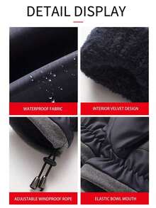 1 Pair Winter Ski Outdoor Riding Waterproof Windproof Anti-Freezing Anti-Slip Thermal Lined Thick Touchscreen Motorcycle Gloves Men Fleece Gloves Added Fluff - Multicolor - View 5