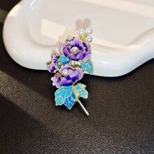 1枚优雅牡丹花胸针，日常佩戴时尚配饰 - 彩色 - 查看 13