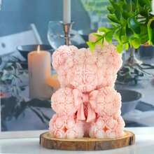 1pc Bow & Teddy Bear Shaped Fragrance Stone Silicone Mold, Handmade DIY Diffuser Stone Decor Mold, Multiple Patterns, Non-Stick & Easy Demold - White - View 5