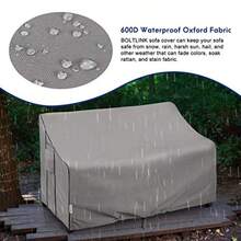 Fundas impermeables para muebles de patio al aire última intervensión duradera para sofá de 3 plazas se adapta hasta 52 pulgadas de ancho x 35 de profundidad x 34 pulgadas de alto - Gris - Ver 3
