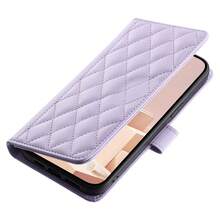 菱格纹商务PU皮手机壳，带腕带，适用于三星Galaxy S26 Ultra/S25 Ultra/Galaxy S24 Ultra/S24 FE/S23 FE/S22/S21/S20 FE/A05/A06/A14/A15/A16/A23/A25/A35/A54/A55、17 Pro Max/16/15/14/13/12/11/XS/XR/8/7/6、Note 9~13 Pro、P20/P30、荣耀400系列 - 淡紫色 - 查看 9