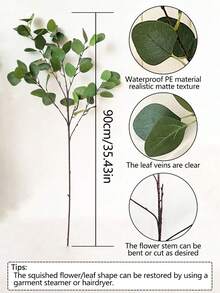 1支 90cm 人造尤加利葉莖噴枝 | 絲塑綠植，適用於居家/婚禮/派對裝飾，送給女性與媽媽的完美情人節禮物，適合花園、園藝、園藝用品、植物、野餐、仙女花園 - 綠色 - 查看 3