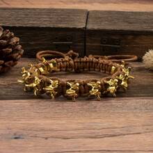 1pc Punk Dark Alloy Dragon Bone Braided Adjustable Bracelet For Men - Multicolor - View 5