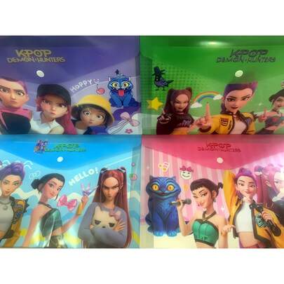 4 حقيبة ملفات/تخزين ملفات/حقائب وثائق مكتبية بموضوع فرق البحث عن الساحرات وفرق البحث عن الشياطين وفرق البحث عن الأشباح، فرق الفتيات الكورية الشعبية، تصاميم شخصيات فرق الفتيات الرائعة والأنيقة، لوازم مدرسية ومكتبية