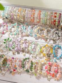 15Pcs Boho Glass Beaded Bracelet Set, Butterfly & Tassel Charm Elastic Bracelets, Elegant Jewelry For Daily Wear, Beach Vacations & Birthday Gifts - 15Pcs Mixed - 查看 2