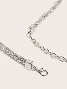 1pc Elegant Shiny Metal Chain Rhinestone Decor Women's Fashion Waist Belt, Suitable For Dresses, Party & Everyday Wear, Versatile For All Seasons - Rose Gold - View 8
