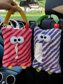 Kreativer Monster Auto Taschentuchhalter Süße hängende Taschentuchbox Sitzlehnen Tasche Hängend über dem Sitz Organizer für Auto Innenraum Dekoration Verbessert Fahrvergnügen Einzigartiges Geschenk Perfekt für Auto Organisation Buntes Accessoire Auto Zubehör - Pink - Übersicht 2