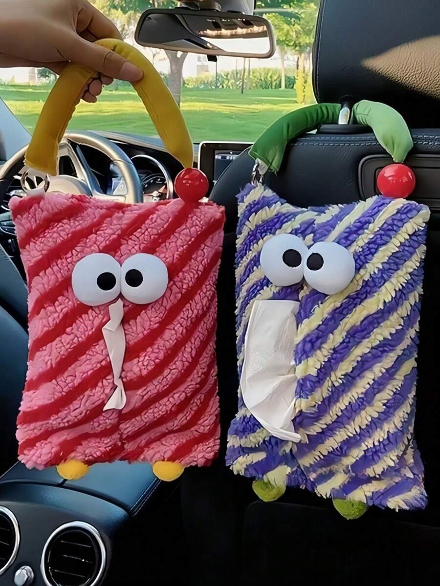 Kreativer Monster Auto Taschentuchhalter Süße hängende Taschentuchbox Sitzlehnen Tasche Hängend über dem Sitz Organizer für Auto Innenraum Dekoration Verbessert Fahrvergnügen Einzigartiges Geschenk Perfekt für Auto Organisation Buntes Accessoire Auto Zubehör