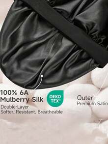 3pcs/1pc Mulberry Silk Sleep Cap, Satin Sleep Hat, Soft Elastic Pure Silk Sleep Cap, Silk Hair Band, Women Solid Color Wide-Brim Elastic Satin Fashion Sleep Cap, Comfortable Breathable Sleep Hair Care Cap, Back To School Sleep Cap - Multicolor - View 6