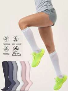 1/3/6双装男士压缩袜，可爱图案透气中筒袜，适合跑步、健身、跳绳、健身房运动 - 彩色 - 查看 1