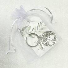 60pcs Life Tree Key Chain Gift Set - Includes 20 Green Leaf Thank You Cards, 20 White Organza Bags, And 20 Hollow Metal Key Chains - Suitable For Graduation, Thanksgiving, Teacher's Day And Other Occasions - Multicolor - View 3