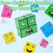 4-In-1 Plastic Puzzle Cube & Bell Set, Face Changing Pattern, Suitable For 1-4 Players, Family Party Game, Easter, Halloween, Christmas Gift (Holiday Party), Romantic Couple Game - Face Changing  Board Game - View 4