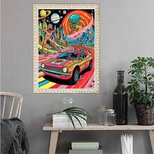 1幅2D DIY钻石画，宇宙奇幻外星人赛车场景，完美的节日礼物 - 查看 3