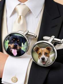 Customized Photo Cufflinks, Personalized Wedding Cufflinks, Photo Cufflinks, Groomsman Gift, Groom/ Wedding Gift, Gift For Father - Multicolor - View 4