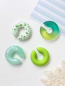 4pcs Gradient Color Clip-On Earrings Without Piercing, Acrylic Painted Ear Cuff Set - 4pcs - View 28