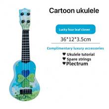 Cartoon Ukulele, Beginner Playable Musical Instrument Toy Guitar, Cartoon Starry Sky Cat, Heart, Lucky Clover Guitar, Beginner Practice Instrument, Family Gathering Music Toy, Animal Pattern Realistic Playable Guitar - Multicolor - View 16