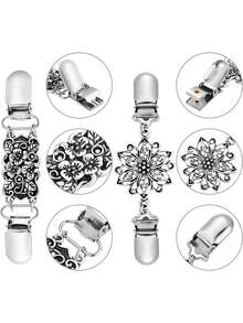 2 件装复古毛衣衬衫连衣裙束腰夹，适用于女士女孩披肩腰部开衫服装夹 - 銀色 - 查看 5