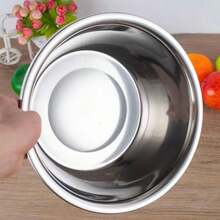 [1-3 piezas] Tazones de mezcla grandes de acero inoxidable, adecuados para huevos, frutas, verduras, ensaladas - perfectos para contener, preparar alimentos, esenciales para la cocina del hogar - Plateado - Ver 3