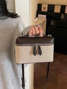 New Matte Patchwork Mini Handbag, Crossbody Bag, Phone Pouch, Fashionable Commuter Bag - Coffee - View 2