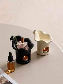 1 chiếc đèn xông tinh dầu bằng gốm sứ phong cách retro sáng tạo, đèn xông tinh dầu SPA, đèn khuếch tán tinh dầu cho phòng trà, phòng tắm hơi và làm nóng tinh dầu. - Lá cây - Xem 11