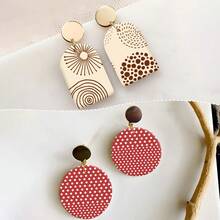 3pcs Asymmetric Pattern Polymer Clay Screen Printing Templates For Ceramic Earring Decoration And DIY Printing Templates For Ceramic Jewelry - Multicolor - View 11