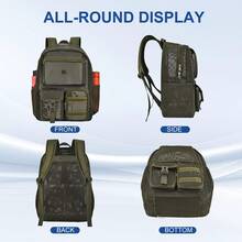 Mesh Backpack 36L Large Heavy Duty Casual Daypack For School And Outdoor Activities With Inner Laptop Compartment, Durable Polyester Material - màu xanh quân đội 27L - Xem 5