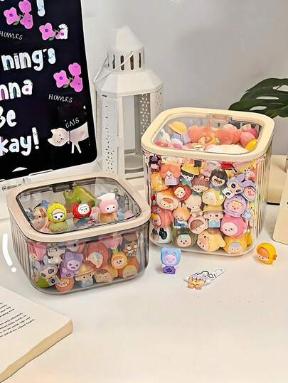 1pc Adult Hair Accessories Miscellaneous Storage Box - Acrylic Desktop Cosmetics And Skincare Samples Transparent Storage Box, Single Transparent Desktop Storage Box With Removable Lid, Compact Organizer Box, Suitable For Storing Hair Accessories Such As Bowties, Necklaces, Hair Bands And Flower Hair Clips