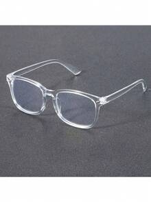 1pc Men's Geometric Frame Glasses, Modern Minimalist Design, Elegant Aesthetic, Transparent Lenses, Perfect Accessory For School And Daily Wear - Clear - View 7