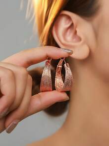 一对欧美时尚几何圆形纹理多层复古耳环，适合节日佩戴 - 金黃色耳環款 - 查看 17