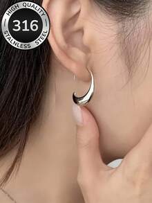 1 par de pendientes minimalistas modernos con forma de arco abierto, de acero inoxidable 316 chapado en oro de 18 quilates, diseño de arco elegante y versátil, adecuado para el uso diario y salidas - Pendientes curvos - Ver 5