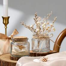 郁金香造型玻璃烛台，情人节礼物，烛台，郁金香烛台套装，玻璃茶蜡烛台，适合餐桌摆饰，营造温馨浪漫的烛光氛围，复古浪漫风格烛台，适合家居装饰、客厅装饰、卧室装饰、派对用品、新娘送礼会、婴儿送礼会、餐桌摆饰 - 木塞玻璃罐 - 查看 11