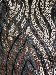 Vestido de noche de manga larga con lentejuelas y cintura con lazo, estampado aleatorio, para vacaciones, de SUPGIR - Negro - Ver 10