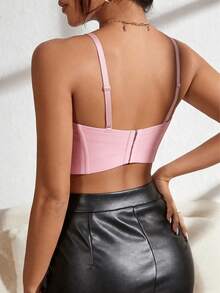 Fashionable Resort Style Handmade Sequin Patchwork Camisole Tank Top For Women Casual - Pink - View 2