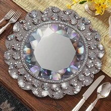 12/24 piezas, Manteles individuales redondos de 33 cm con patrón de diamante, desechables, adecuados para Navidad, restaurantes, cumpleaños, fiestas, banquetes, cafés, fiestas de graduación. - Ver 1