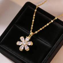 1pc Zirconia Flower Necklace For Women, Suitable For Beach, Travel, Photography, Holiday Gifts - Fashionable  Flowers - View 11