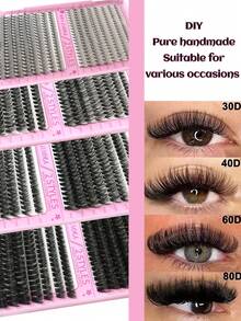 640pcs D-Curl Faux Mink Lashes, High Capacity Individual Lashes, Suitable For Beginners And Professionals DIY Use At Home. 30D+40D+50D+60D+80D+100D Mixed Style Lash Book - D - View 8