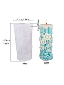 春季花朵柱形蜡烛硅胶模具 DIY 手工蜡烛模具 - 圓柱 - 查看 5