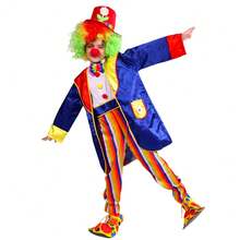 Trang phục chú hề lễ hội Purim cho bé trai và bé gái, bộ đồ liền thân kiểu xiếc, trang phục hóa trang Halloween bao gồm mũ, áo khoác (không có tóc giả) và giày. - màu đen - Xem 1