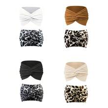 2条/套 时尚纯色及豹纹发带，适合日常佩戴、健身、跑步、瑜伽，透气弹力头巾 - 彩色 - 查看 2