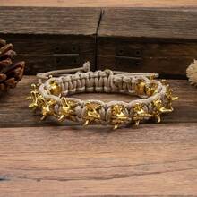 1pc Punk Dark Alloy Dragon Bone Braided Adjustable Bracelet For Men - Multicolor - View 6