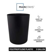5 Gallon Black Matte Bathroom Trash Can Plastic Garbage Bin Without Lid - 1 - 查看 2