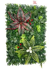 1片人造绿色植物墙板 | 40x60厘米 | 塑料材质 | 无需电源或电池 | DIY家居花园装饰 | 适用于户外露台、婚礼、圣诞节、感恩节、情人节、母亲节和毕业典礼装饰 | 易于使用，植物逼真 - 綠色 - 查看 16