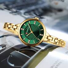 CURREN Women Watch Fashion Elegant Quartz Waterproof Bracelet With Rhinestone Stainless Steel Strap Ladies Wristwatch Gifts - Multicolor - View 7